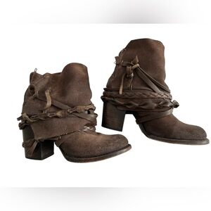 Freebird FB CAIRO Dark Brown Ankle Booties with Braided Straps